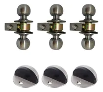 Comprar Cerradura Alcoba Pomo X 3 + Tope Media Luna Plateado X 3