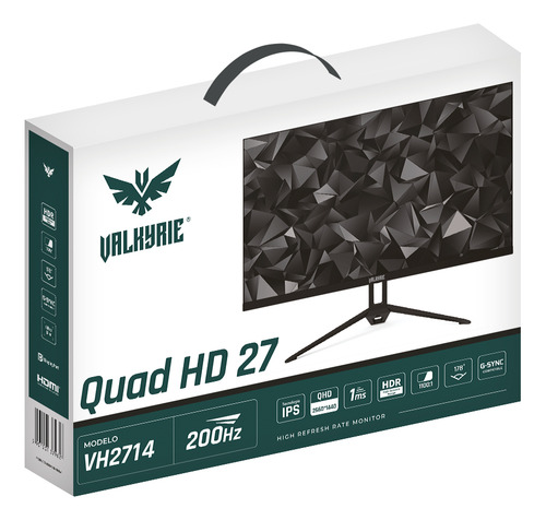 Monitor Valkyrie Vh2714 27 2k Qhd 200hz-144hz Gsync 1ms Ips Verde Musgo
