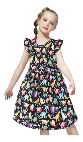 Vestido De Princesa Para Niña Con Estampado De Dinosaurio De