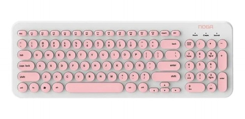 Imagen 2 de 2 de Kit de teclado y mouse inalámbrico Noga S5600 Español Latinoamérica de color blanco y rosa