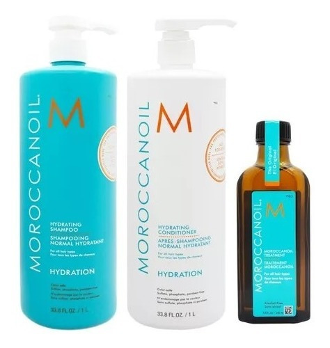 Kit Moroccanoil Hydration Shampoo+acond 1000ml+ Aceite 200ml