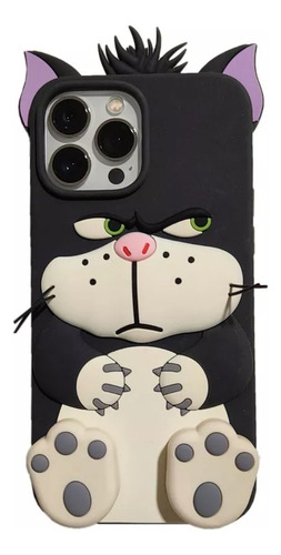 Sh Capa Silicone Lucifer Cat Para iPhone Com Suporte