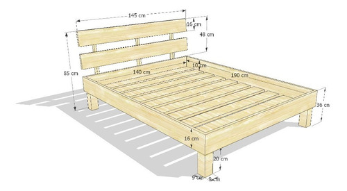 Imagen 2 de 5 de Cama Doble De Madera Maciza 100% Flormorado Ref: Maciza41