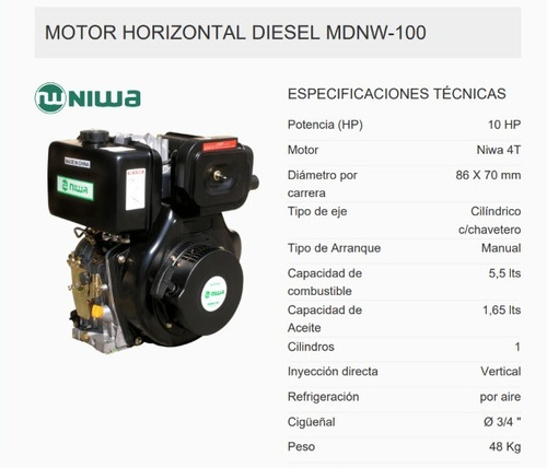 Motor Horizontal Diesel Mdnw-100 Niwa 1037100