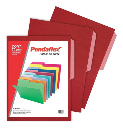 Fólder Pendaflex Color, Tamaño Carta, Color Rojo, 100 Pz