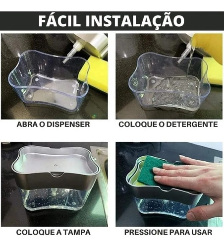 Imagem 4 de 9 de Dispenser Detergente 2x1 Suporte Porta Bucha+esponja Brinde