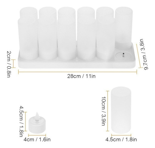 Velas Artificiales Con Luz Led Con Efecto De Llama, 12 Unida