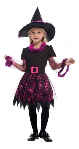 Disfraz De Bruja Para Halloween Vestidos Y Sombreros Fucsia Morado Negro Azul Ideal Fiesta Infantil Cumpleaños Góticos Cosplayer 