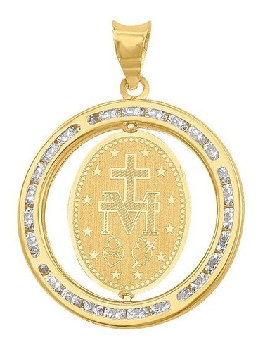 Imagen 3 de 3 de Medalla Giratoria Virgen Milagrosa Oro 10k - 1740