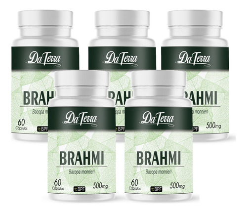 Bacopa Monieri Original (brahmi) 5 Frascos Medicinal 500mg