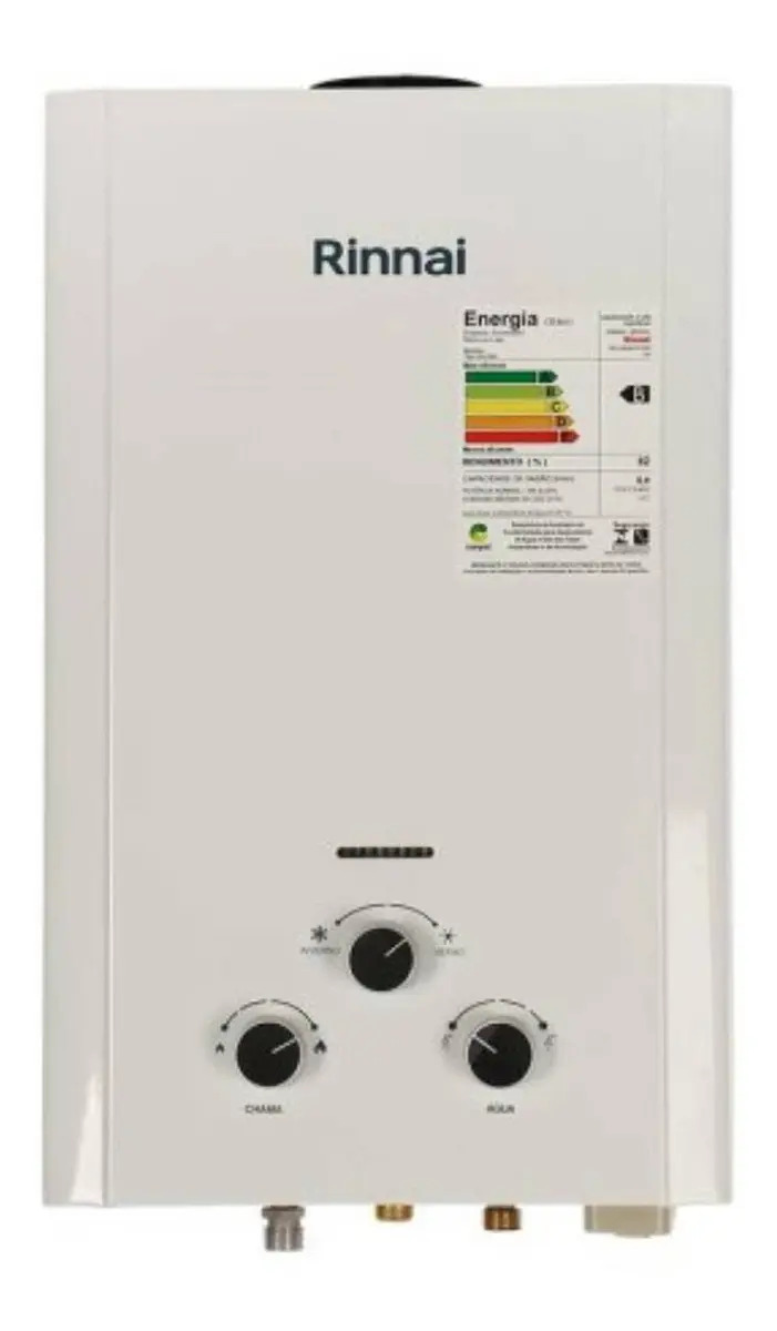 Aquecedor a Gás Rinnai M09 9L GN Branco Mecânico Exaustão Natural