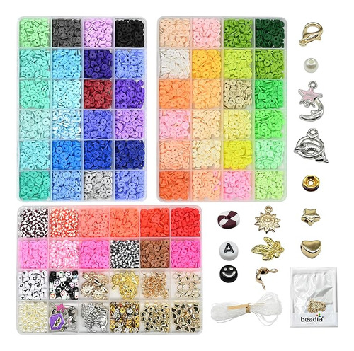 7600 Cuentas Arcilla Para Hacer Pulseras Kit 60 Colores 3 Ca