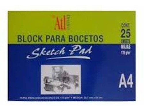 Block Sketch Atl Cartulina 175gr Boceto, A4 21x29.7cm, 25hjs