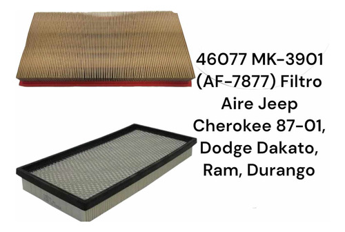 Filtro Aire Tipo Panel Jeep Cherokee Wix Dodge Ram 