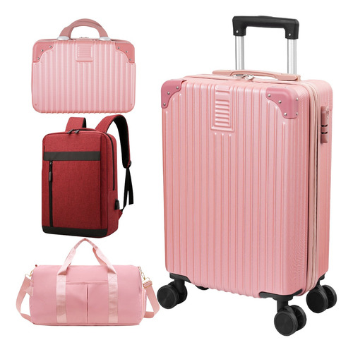 Maletas De Viaje Rosa Set Equipaje De Mano De 4pzs 20+14in