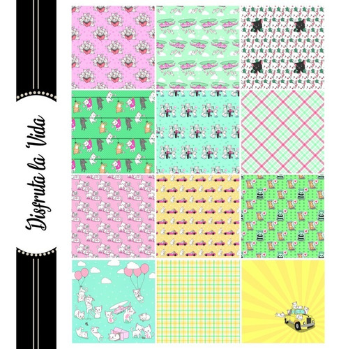 Imagen 2 de 10 de Papel Scrapbooking Estampado Decoración Álbum X 24u De 30x30