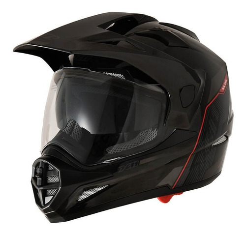 Capacete X11 Crossover Solides Black Brilhante Motocross Cor Preto Tamanho do capacete 58