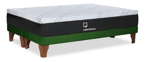 Cama Europea Zen Top Spring Visco Tela Velvet 2 Plazas
