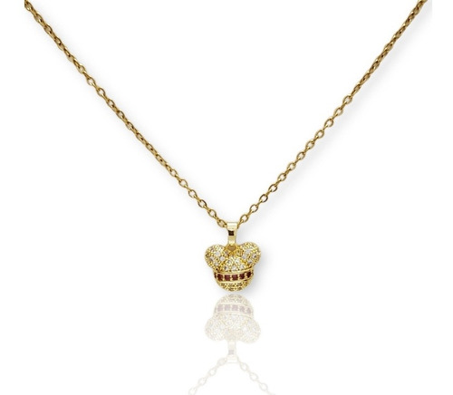 Collar Raton Ratoncito Mouse Chapa Oro 24k Zirconia Red Rubi