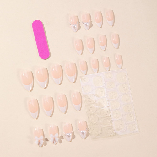 48pz Uñas Postizas Nail Tips Press On Nude Francesas Fantasy