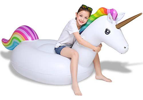 Jasonwell Big Inflatable Unicorn Pool Float Floatie Ride On