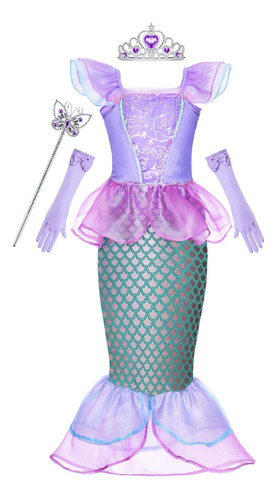 Cmiko Disfraz De Princesa Ariel Para Niñas Pequeñas, Ropa.
