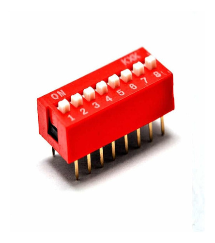 Dip Switch 8 Bits Interruptor Deslizable Pack 10 Pzs Rojo