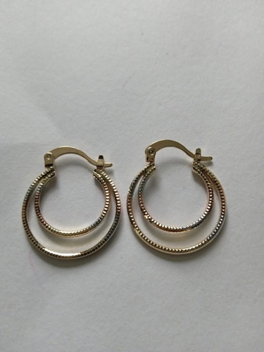 Aretes Arracadas Oro Laminado 14k Doble Capa