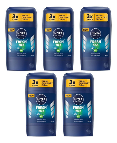 5 x Nivea Cool Kick Desodorante Stick Para Hombres 0.2 x