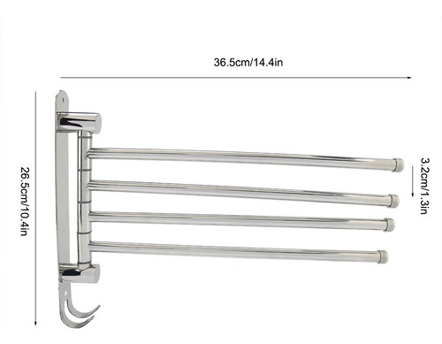 Soporte Por Toallero Giratorio 4 Barras Acero Inoxidable 304