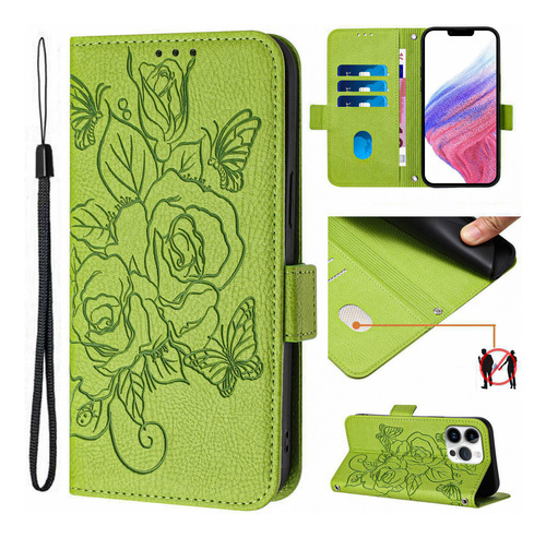 Funda Tipo Cartera De Piel 3d Con Forma De Flor Para Samsung Galaxy A06 A16 A26 A36 A56 A05s A15 A25 A35 A55 A04s A14 A24 A34 A54