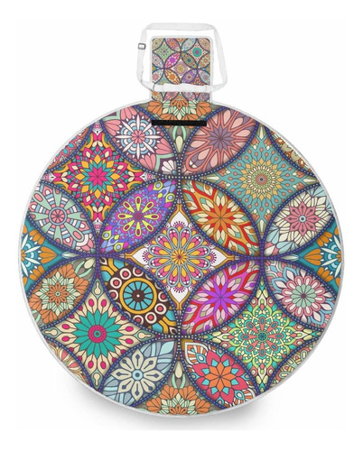 Manta Picnic Extra Impermeable Diseño Mandala Redondo 3 Capa