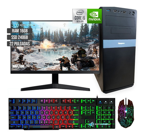 Computador Pc Gamer Core I5 10400 Ssd 240gb Ram 16gb Mon 22