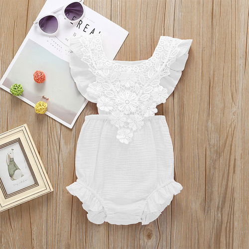 Mono De Encaje Con Estampado Floral Para Bebé Recién Nacida
