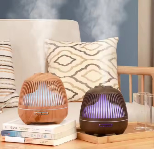 Humidificador Aromático Jaula Aromaterapia Tipo Madera 550ml Marrón Oscuro