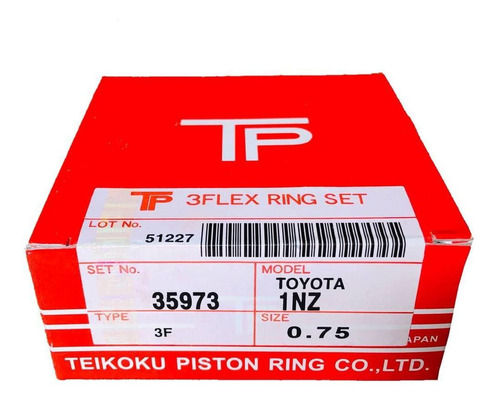 Anillos Toyota Yaris 1nzfe 2nzfe 1.3 1.5