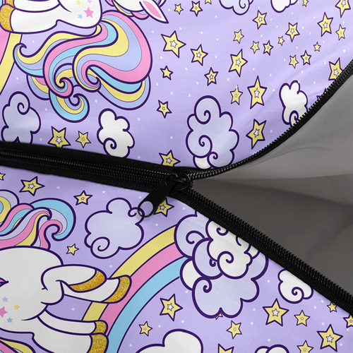 Saco De Dormir Unicornio Ligero Y Cálido Para Niños Y Niñas B-unicornio Ubicación De La Cremallera