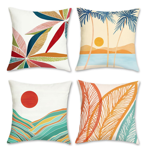 Bonhause Fundas De Almohada Tropicales Modernas De 18 X 18, 