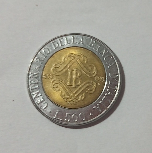 Moneda De Italia 500 Liras 1993 100 Años Banca Nazionale Xf (Usado)