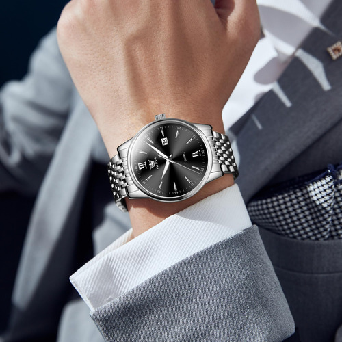 Olevs Reloj Para Hombre Reloj Plateado De Acero Inoxidable P