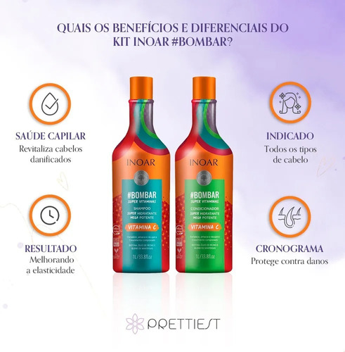 Kit Shampoo + Condicionador Crescimento Bombar Inoar 1l