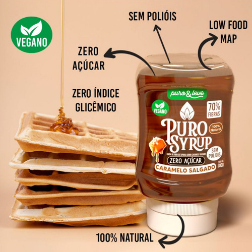 Puro Syrup Calda Maple Sabor Caramelo Salgado Zero Açúcar
