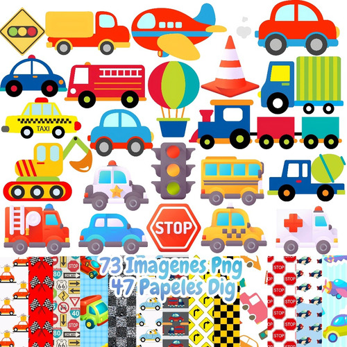 Kit Imagenes Png Vehículos Autos Cliparts Papeles Digitales