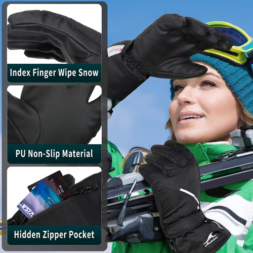 Guantes De Esquí Nieve, Impermeables, Visualización T...