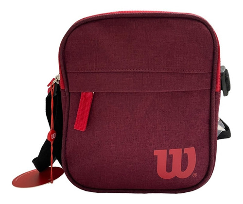 Bolso Manos Libres Cartera De Mano Wilson Operativ Bandolero Acabado de los herrajes PVC Color Vinotinto Color de la correa de hombro Negro Diseño de la tela Liso