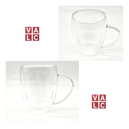 Imagen 3 de 5 de Vaso Doble Vidrio 250 Cc Con Asa Dsaza