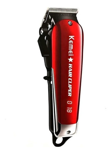 Máquina profesional inalámbrica para cabello y barba Kemei KM-L2611, color rojo y negro, 110 V/220 V