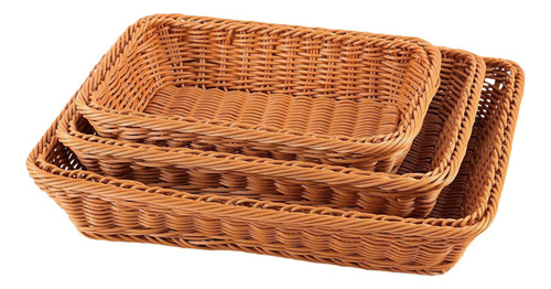 Cesta De Pan De 3 Piezas, Cesta De Frutas Tejida A Mano,