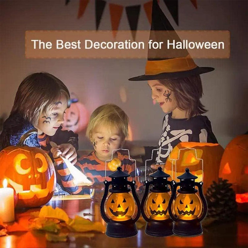 Linterna De Calabaza De Halloween De 2 Piezas Con Led Parpad
