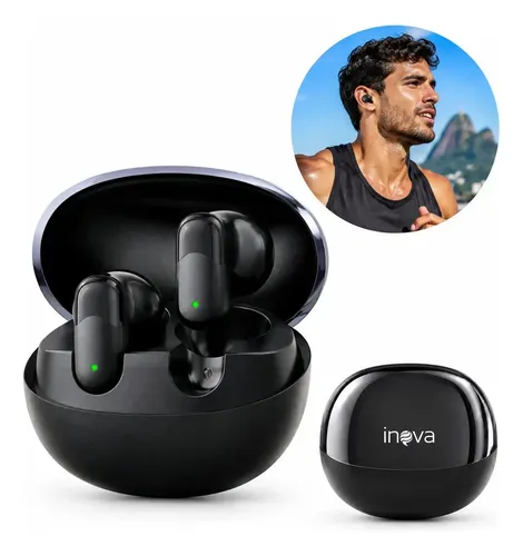 Fone de Ouvido Inova In-ear Sem Fio com Bluetooth e Microfone para Celular